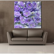 Resim Mor Çiçekler Kanvas Tablo 200x200cm 