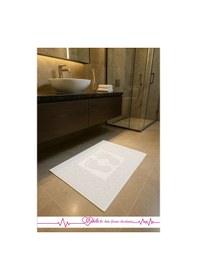 Resim %100 Pamuklu Ayak Havlusu 50x70cm , Lavabo & Duşakabin Önü Ayak İzli Havlu, Ayak Paspası Beyaz 