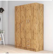 Resim tanmob 3 Kapılı Iki Çekmeceli Geniş Gardrop Çam - Grd0502 