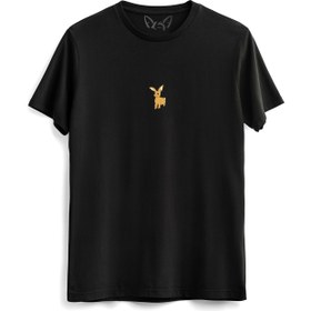 Resim Alfa Tshirt Animal Sevimli Ceylan Dijital Baskılı Çocuk Siyah Tshirt 