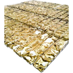 Resim MozaiKristaL Mutfak Tezgah Arası ve Iç Dekorasyon için Altın Kristal Mozaik. Cam ölçüsü: 15x73x6 mm. File ölçüsü: 30x30 cm. ( 1 Koli = 6 File Karo = 0.54 m2 fiyatıdır ) 