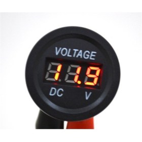 Resim 12v 24v Dc Voltmetre Yuvarlak Düz Kırmızı Rakam 