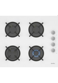 Resim Simfer Steam Beyaz 2'li Cam Ankastre Set (3654 Ocak + 8739 Davlumbaz) 