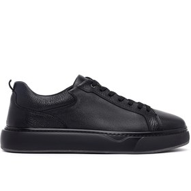 Resim Derimod Erkek Siyah Bağcıklı Kalın Tabanlı Deri Sneaker,Kışlık Spor Ayakkabı 25WFD675014 