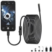 Resim Endoskop Endüstriyel Tek Lens 5m Sert Kablolu 2mp Hd Ip67 Su Geçirmez 8 Led Type-c/micro/lightning Bağlantı Siyah Siyah 
