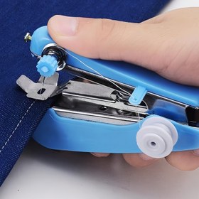 Resim 1 Adet Taşınabilir El Tipi Dikiş Makinesi - Kompakt, Kullanımı Kolay Mini Manuel Dikiş Aracı Ayarlanabilir Gerilim Düğmesi ile, Mavi - Hızlı Tamirler & Dış Mekan Maceraları İçin Mükemmel 