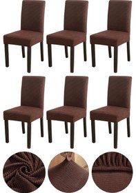 Resim Bambu Nano Kumaş Likralı Yıkanabilir 6'lı Sandalye Kılıfı Lastikli Sandalye Örtüsü 6adet -koyukahve 