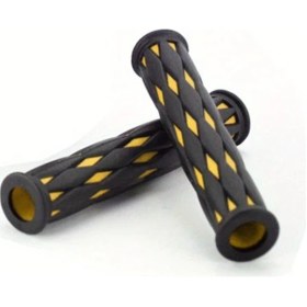 Resim Dream011 Çift Renkli Izgaba Desenli Bull Horn Fren Kolu Kılıfı - Sarı, Kaymaz Ve Dayanıklı Kauçuk 