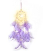 Resim Samdoo Işıklı Rüya Avcısı El Örgü Askı - Bebek Odası Yatak Odası Dekorasyonu - İyi Rüyalarınızı Korur, Rahat Atmosfer Oluşturur 