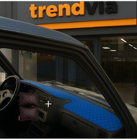 Resim Tofaş Şahin Doğan Kartal Yüksek Ön Göğüs Mavi-siyah Torpido Kılıfı / Siyah-kırmızı Boyun Yastığı 