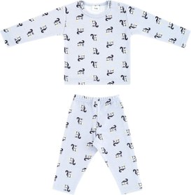 Resim Uygun Bebe Yenidoğan Pijama Takımı Sincap Desenli Mavi 