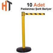 Resim Hayat Trafik Yönlendirme Şerit Bariyer ,Elektrostatik Boyalı Sarı-Siyah 10 Adet 