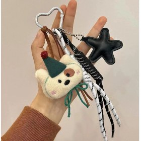 Resim Silver1 Zarif Anti-Kayıp Araba Anahtarlık Okul Çantası Çekicilik Bebek Yaratıcı Erkek ve Kadın Çift Yıldız Ayı Anahtarlık (Yurt Dışından) 