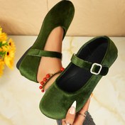 Resim Mary Jane Flats, Parlak Taşlı Tokalı, Hafif Polar Astar, Yuvarlak Burun Tasarımı, Kapanış, Rahat Tüm Mevsimler İçin Giyim, Yeşil, Rahat Ayakkabılar, Taşlı Süslemeli, Dayanıklı Kauçuk Taban 