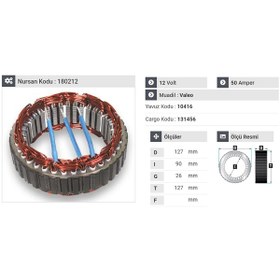 Resim 12v Alternatör Statör Valeo Tipi 50 A 3 Uçlu Renault R9/r11/r19 N11.480 