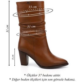 Resim Gönderi(R) Gönderi R Kadın Taba Antik Sivri Burun Körüklü Kalın Topuklu Hakiki Deri Çizme Gkzc13444579 Taba 