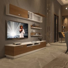 Resim Decoraktiv Trendstyle 5220 Mdf Tv Ünitesi Tv Sehpası Beyaz Ceviz 