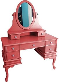 Resim Makyaj Masa 19331 Dresuar 7Çekm Kayn Aslan Ayak Kırmızı Lake Hareket Ayna El Yapı 