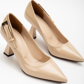 Resim Rugan Büyük Numara Tokalı Kadeh Topuklu Ten Kadın Stiletto-3114-ten Ten 