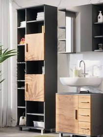 Resim Çok Amaçlı Uzun Banyo Dolabı Dekoratif Depolama Kitaplık Banyo Mutfak Kiler Dolabı - Atlantik Çam 