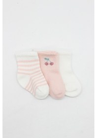 Resim Markaon Cherry Girl 3'lü Penye Soket Çorap 10138 Ekru renkli 
