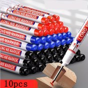 Resim 10 Adet/Set İnce Uçlu Çok Amaçlı Markörler, 20mm Derin Delik Uzun Uç, Siyah Beyaz Mavi Kırmızı Yeşil 5 Renk, Su Geçirmez, İnce Uçlu, Metal Plastik İçin, Delici Kalem, Banyo, Ağaç İşleme Dekorasyonu 