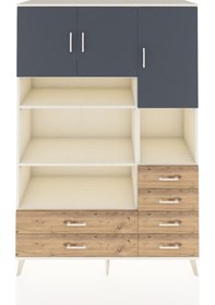 Resim Hyperion Dolap 9 Raflı 6 Çekmeceli 3 Kapaklı 132x44x195 Aytaşı-antrasit/çam Antrasıt/atlas Çam 