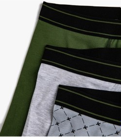 Resim Koton Pamuklu Basic 3'Lü Boxer Seti Gri Desenli 2Klm91425Mk 2Klm91425Mk18I 