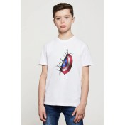 Resim Qivi Captain America Shield Wall Baskılı Unisex Çocuk Beyaz T-Shirt 