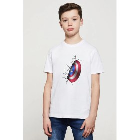 Resim Qivi Captain America Shield Wall Baskılı Unisex Çocuk Beyaz T-Shirt 