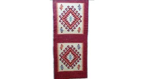 Resim Antik Kilimden Büyük Boy Motosiklet, Heybesi 2 Gözlü, Kilim Çanta, Kırmızı 