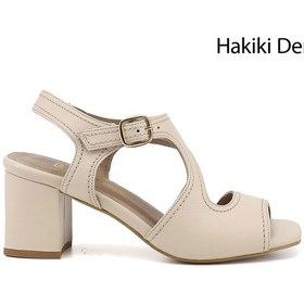 Resim Gönderi(R) Gönderi R Kadın Bej Kalın Topuklu Arkası Açık Hakiki Deri Sandalet Dyza84735854 