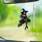 Resim 2D Düz Cadı Broomstick Akrilik Asılı Dekorasyon Araba Arka Görüş Aynası İçin, Yıl Dönümü, Şükran Günü, Noel Hediyeleri İçin Uygun Evrensel Tatil Süsü - Cadılar Bayramı ve Noel Dekoru 
