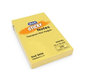 Resim Yapışkanlı Not Kağıdı 100 Sayfa 51x76mm Pastel Sarı 3656 12 Koçan Karışık 