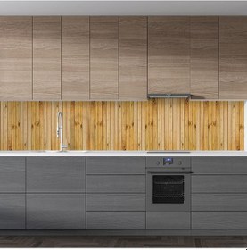 Resim Mutfak Tezgah Arası Folyo Fayans Kaplama Folyosu Bej Ahşap 