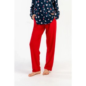 Resim Obje Kız Çocuk Kırmızı Cepli Uzun Pijama Altı 