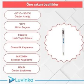 Resim AyrStore CH-103 Dijital Mutfak Termometresi, Sivri Uçlu Gıda ve Et Sıcaklık Ölçer Prob 