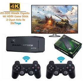 Resim Zhltoys Tv i 4k Hdmı Game Stıck 20000 Oyunlu Nostalji i 2 Kollu Game Stick 