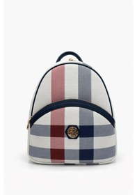 Resim Silver Polo Kadın Sırt Çantası Ekose Beyaz-lacivert 945 Beyaz 