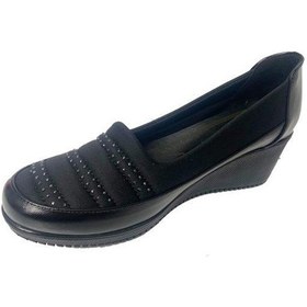 Resim Sdf B-03 Deri Trend Fashion Dolgu Topuklu Kadın Ayakkabı Siyah 