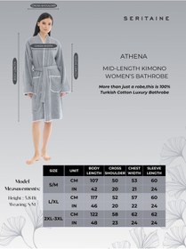 Resim Athena Kimono Kadın Bornozu- Gri %100 Pamuk Gri 