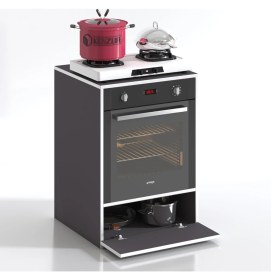 Resim Kenzlife ankastre modülü kabini flor gri kapaklı fırın ocak dolabı sabit tabla 