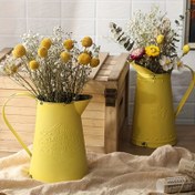 Resim 1 adet Sarı Metal Çiçek Vazosu, Vintage Sürahi, Shabby Chic Dekor Rustik Çiftlik Evleri Mutfak Dekoru, Ev, Çim Bahçesi Mikro Peyzaj Bahçe Dekorasyonu 