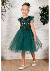 Resim Mnk Baby & Kids Tüllü Kız Çocuk Kpl Elbise Mnk0526 Yeşil 