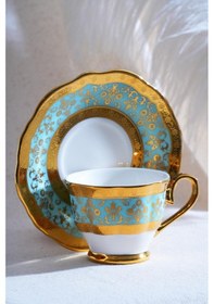 Resim Acar Hadley 12 Parça 6 Kişilik Kahve Fincan Takımı Turkuaz 06928 Turkuaz 