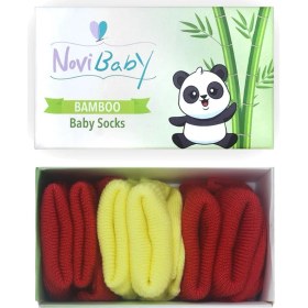 Resim Novibaby 3'lü Bambu Yenidoğan Bebek Çorabı I Sunset I 0-6 Ay 