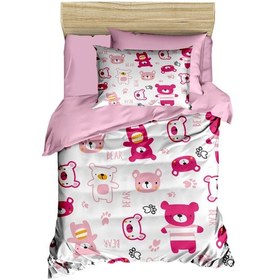 Resim Dijital Baskılı 3d Pamuklu Yenidoğan Bebek Nevresim Takımı Bear Toy Pink 