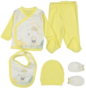 Resim Cherub Baby Unisex Balonlu Ayı Nakışlı Bebek Pamuklu 5 Parça Hastane Çıkışı 