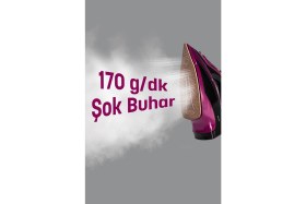 Resim Goldmaster Airjet Buharlı Ütü 2400 Watt Mor Seramik Tabanlı Damlama Önleyici 430 ml 