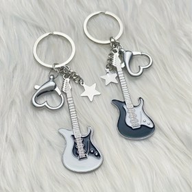 Resim Elektrikli Gitar Yıldız Bas Anahtarlık Erkekler İçin, Retro Tatlı Cool Millennium Tarzı Anahtarlık Fro Erkekler 